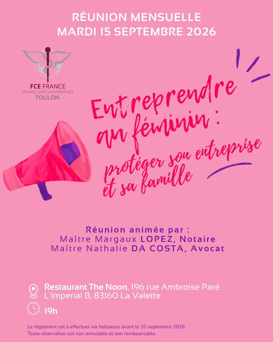 R&eacute;union mensuelle, entreprendre au f&eacute;minin